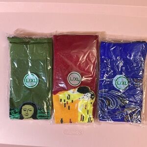 Unbranded L/XL Compression Socks, Art Themed 3 pairs, M8-12 W9-13 New! P0139